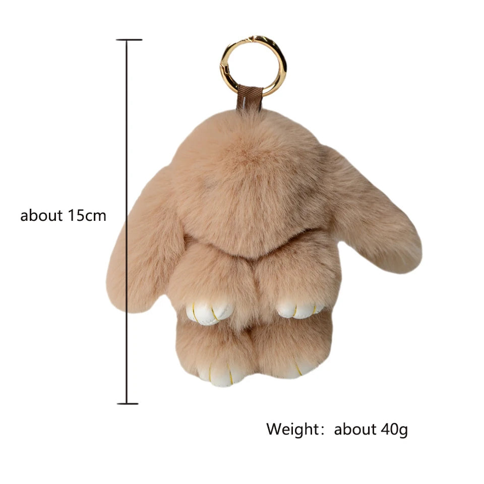 🐰 Fluffy Rabbit Fur Pompon Keychain – Soft Luxury Bag Charm